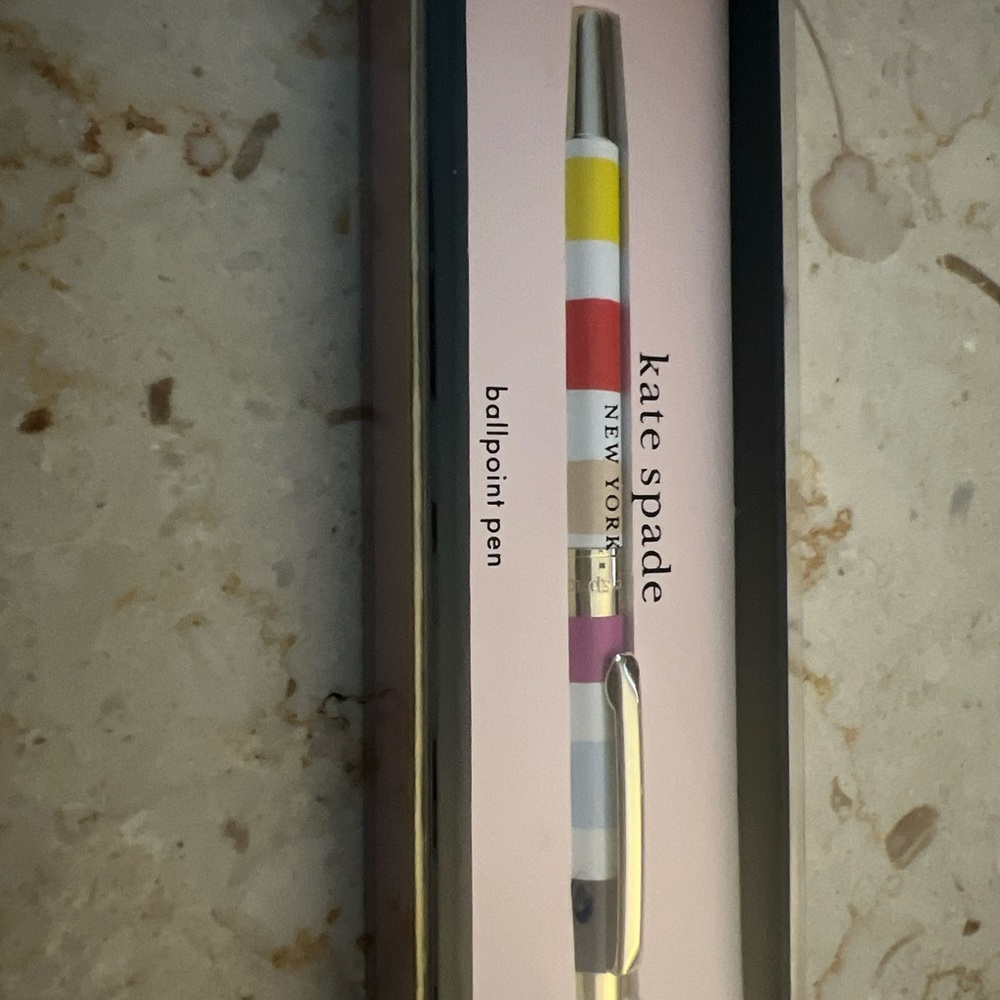 Kate Spade black ballpoint pen “candy stripe”
